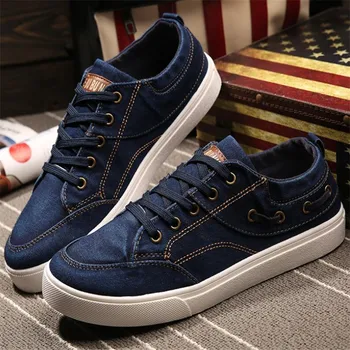 

New canvas men shoes casual washed denim canvas comfortable breathable light solid color sneakers fashion men shoes