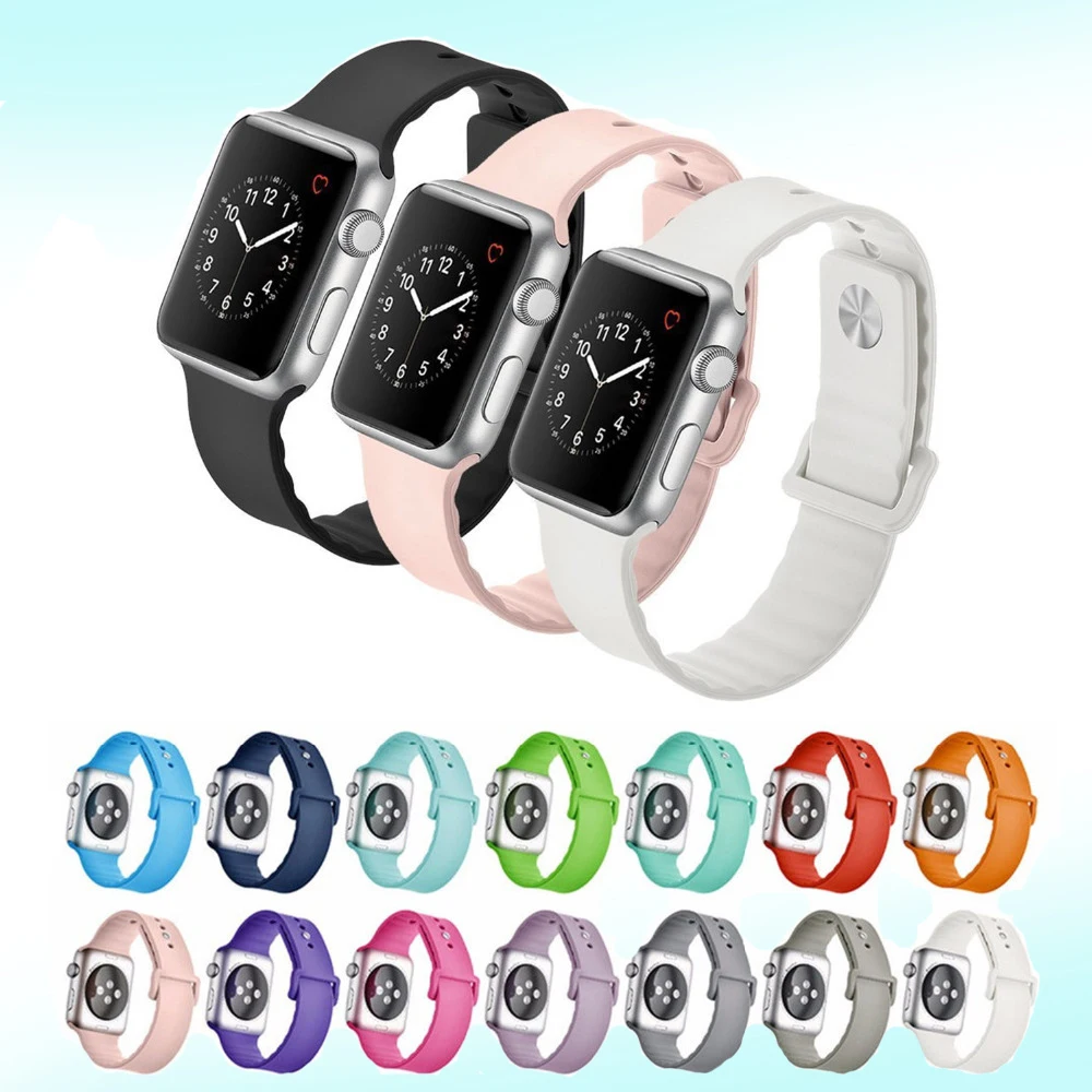 

Sport Silicone strap band For apple watch band apple watch 5 4 3 2 1 44mm 40mm bracelet watch belt Rubber watchband With Adapter