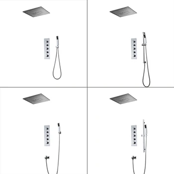 

Ceiling Embedded LED Shower Head Set 64 Color With 16 Inch Square Three Function Shower Head And Hand Shower Set