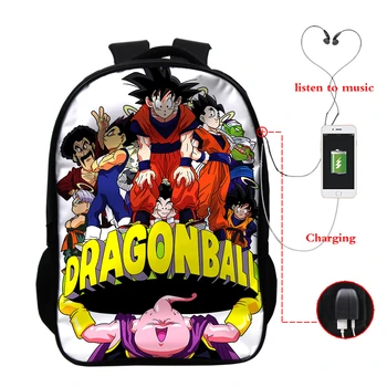 

Anime Mochila Dragon Ball Super Backpack Gofu Sac A Dos USB Charging Headphone Jack Laptop Bag Schoolbag Bookbag