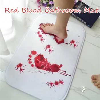 

1Pcs Halloween Gifts Blood Bath Mat Color Changing Sheet Turns Red Wet Make You Bleeding Footprints Shower Carpet For Bathroom