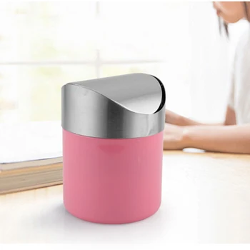 

Stainless Steel Small Mini Trash with Swing Top Lid Countertop Trash Cans for Desk Car Office Kitchen HYD88