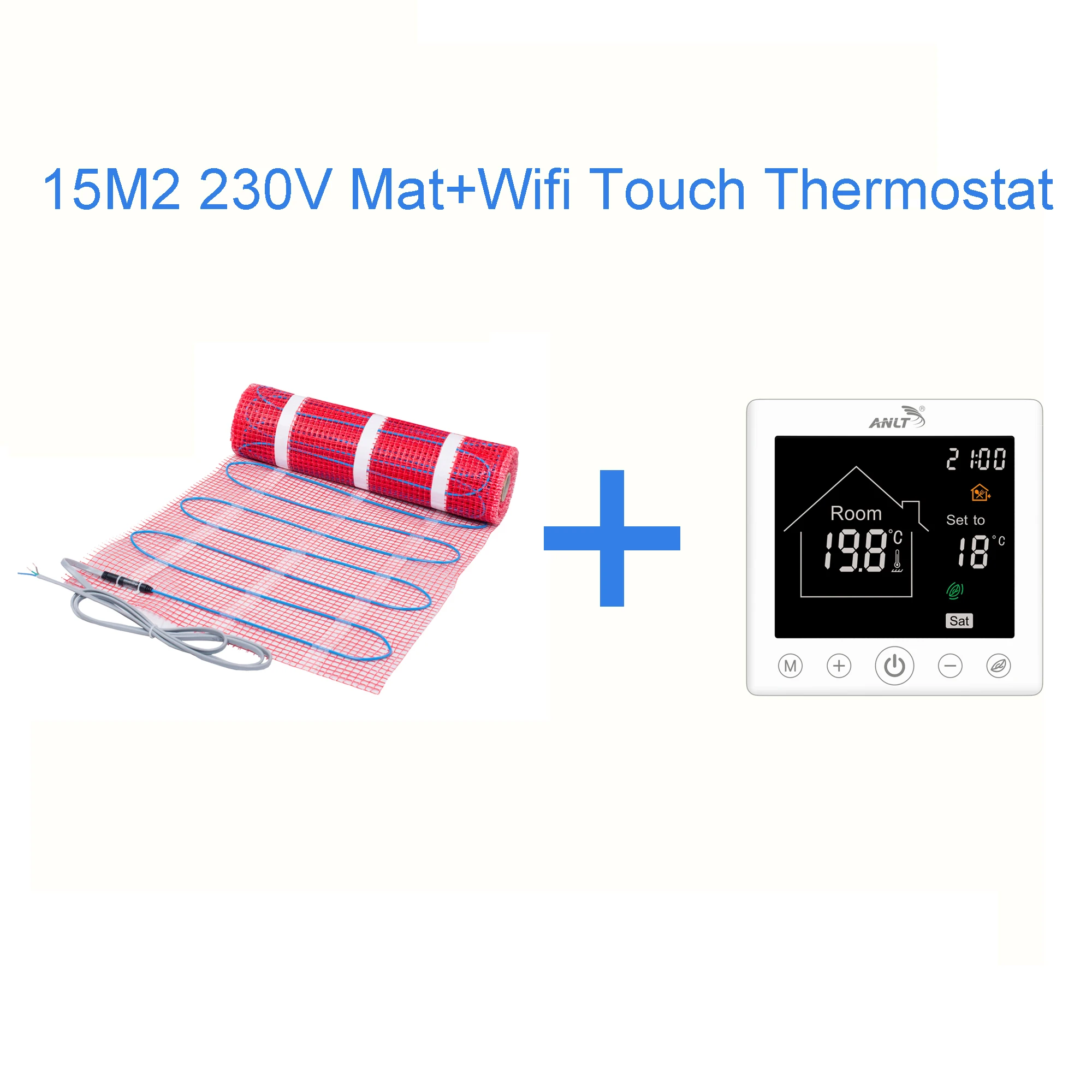 15M2 and thermostat Напольная система отопления, мат 230V 150 W/M2 с выбором Wifi сенсорный термостат - Цвет: 15M2 and thermostat