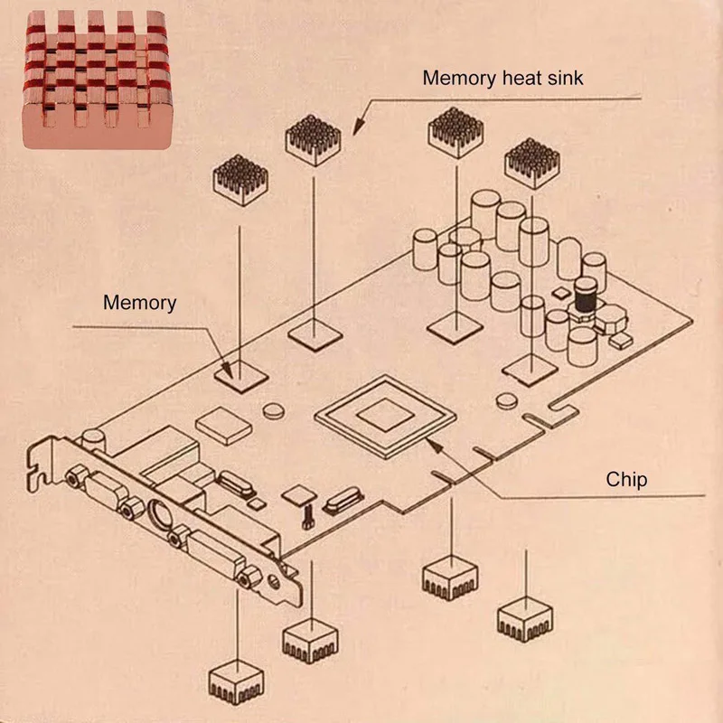 Медный радиатор 8 шт./компл. Для DDR DDR2 DDR3 для оперативной памяти
