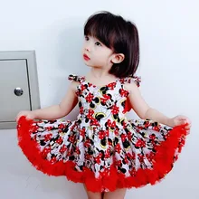 Детское платье г. Новинка, Лидер продаж, милое хлопковое рождественское платье принцессы без рукавов с Минни Маус