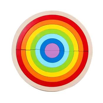 

Children's Puzzle Colorful Arch Bridge Building Blocks Rainbow Heap Of Geometric Creative Puzzle Wooden Early Education Puzzle