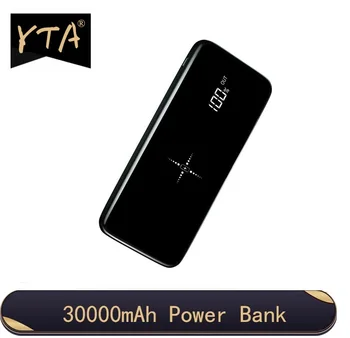 ワイヤレス電源銀行デュアルusbミラースクリーン30000ワイヤレス充電powerbank bateriaの外部ためiphone8 × 急速充電