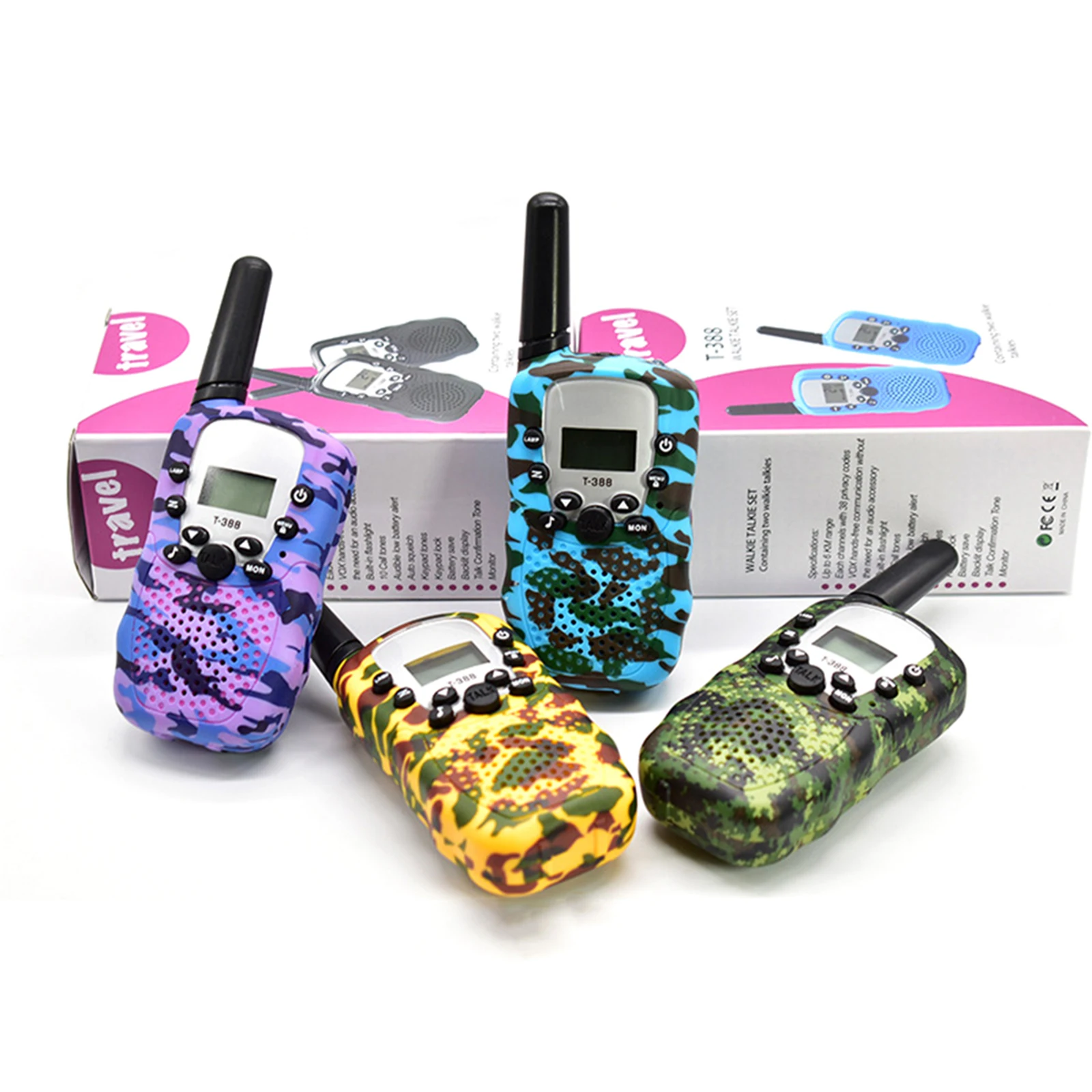 Walkie Talkie de 2 uds. Para niños, Comunicador con Radio a distancia, 2-3km, 1 par de Walkie Talkies de camuflaje, regalo de cumpleaños