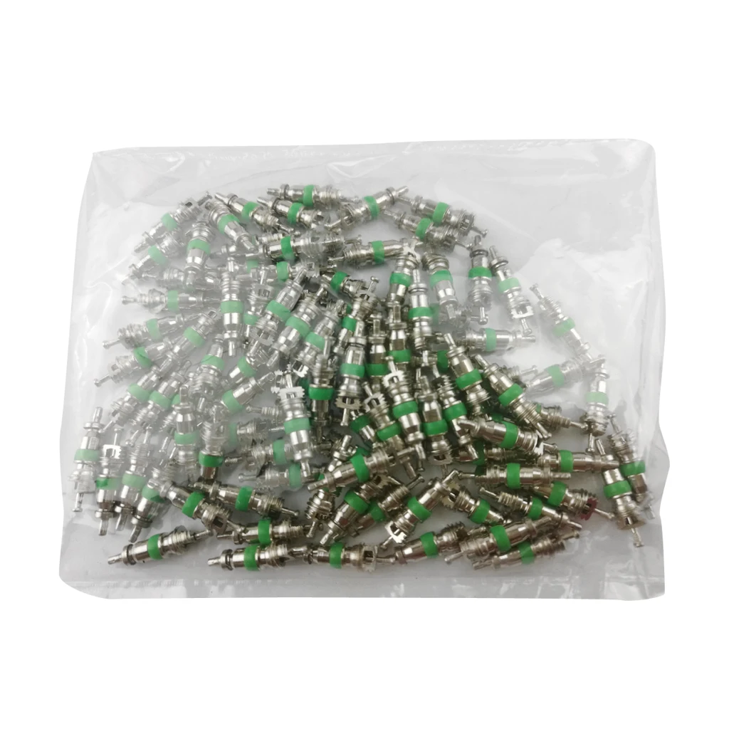 100pcs Green A/C Valve Core R134A Air Conditioning Automotive 