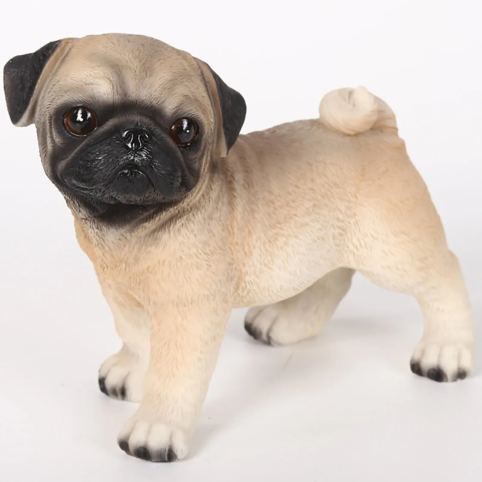 Miniature animal figurine pug dog resin vintage hand painted home decor statue 