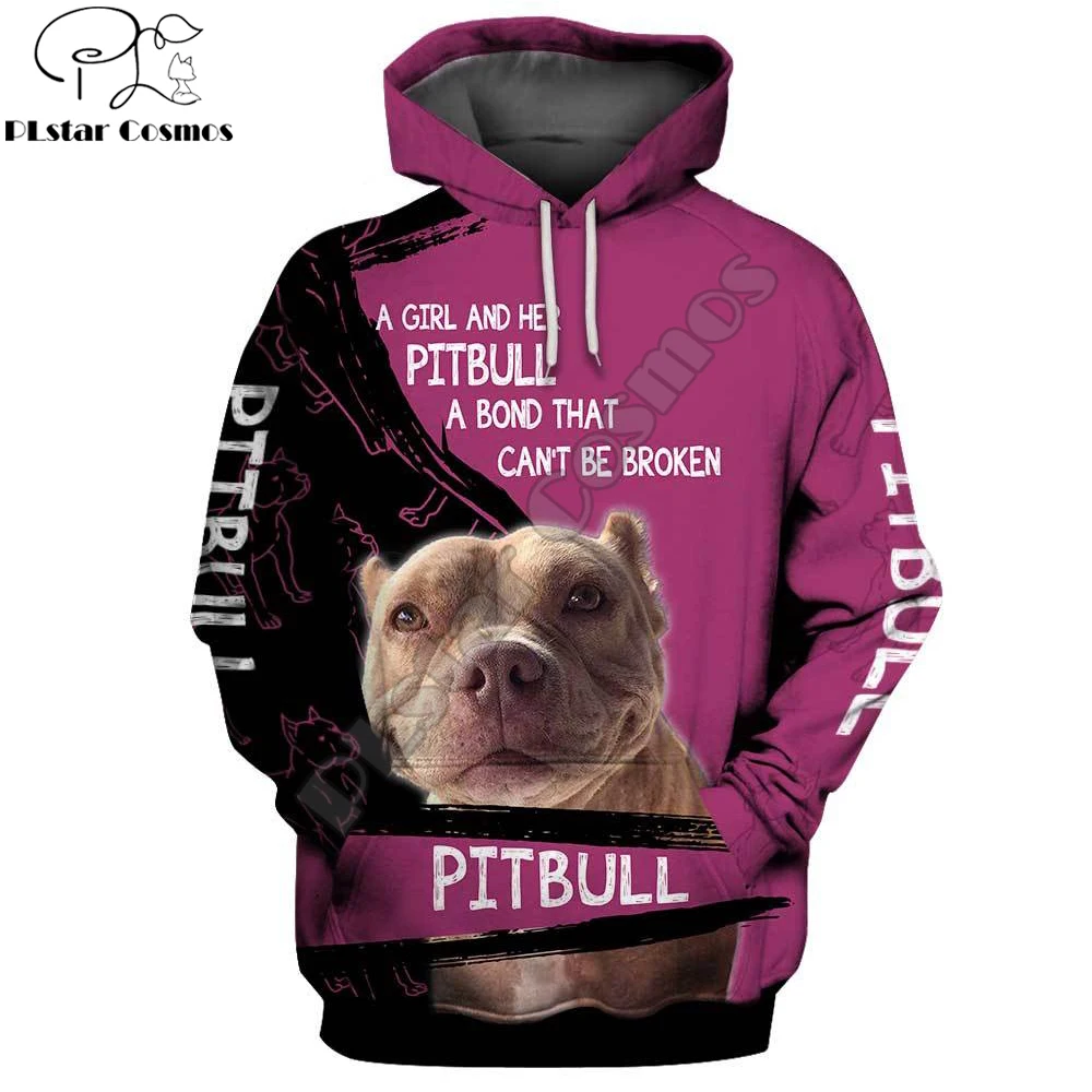 A girl and her PITBULL Dog 3D All Over Printed Unisex Deluxe Hoodie Casual Sweatshirt Zip Jacket sudadera hombre DW0358