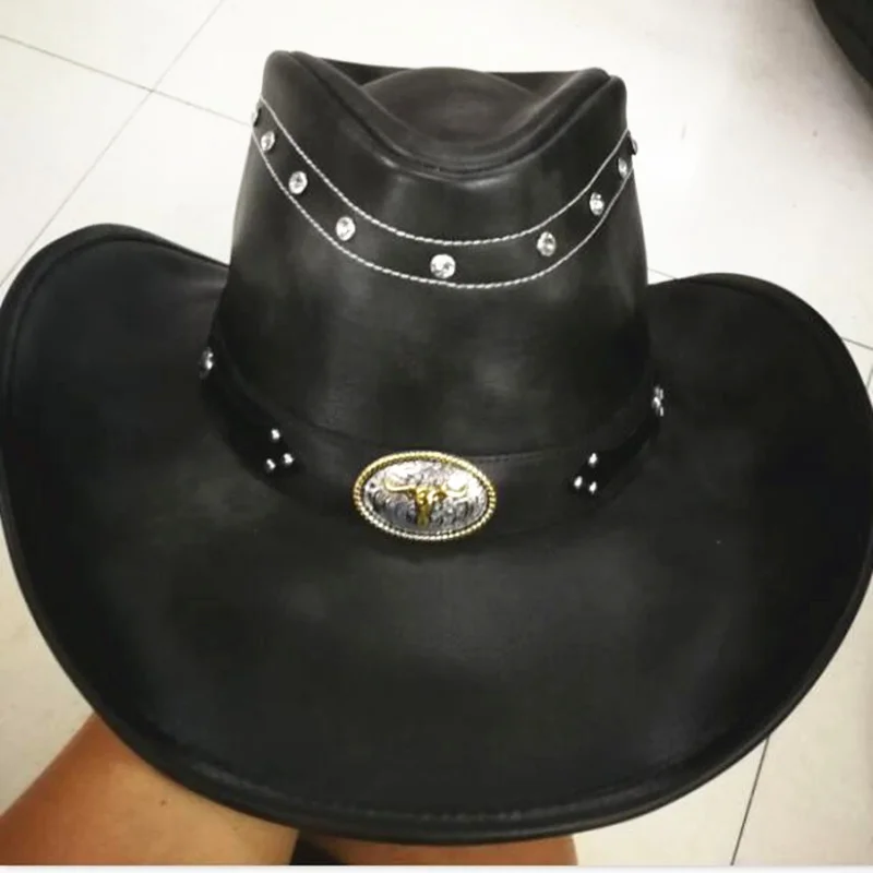 New Cowboy Hats Women Men Western Cowboy Cap For Dad Gentleman Lady Real Leather Sombrero Hombre Jazz Caps 4