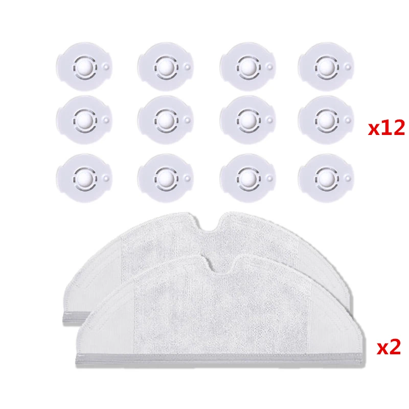 

12Pcs Water Tank Filter Element Component with 2Pcs Moping Robot S50 S51 S55 Robot Vacuum Cleaner 2 Parts Kits for xiaomi