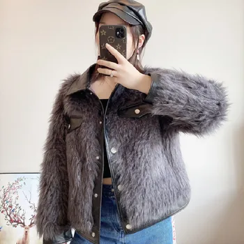 

2020 New Fashion Lamb Fur Coats For Female Women Thick Sheep Shearling Overcoat Lambs Wool Jacket Winter Outwear Size S M L