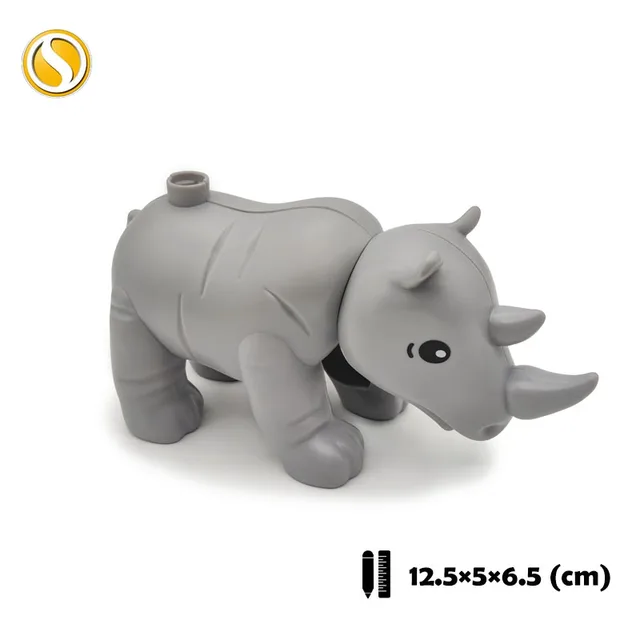 Original Big Size Assemble Building Blocks Accessory Toys For Children Compatible Big Size Animals Sets Zoo Bricks Baby Gifts Rhinoceros