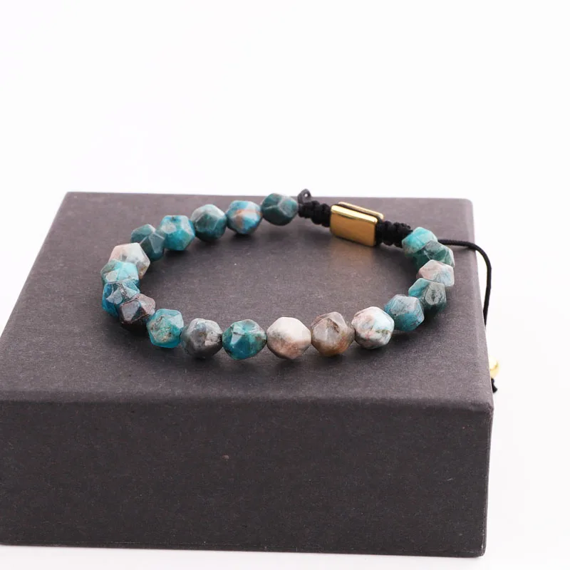 High Quality Women Men Jewelry Gift Natural Stone Apatite Handmade Custom Macrame Bracelet Men - Image 4