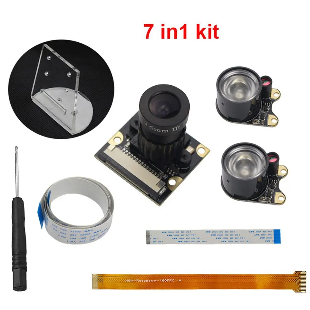 Для модуля камеры Raspberry Pi с автоматической ИК-камерой ночного видения 5MP HD веб-камера для Raspberry Pi 4 Модель B/3B+/3B/2B