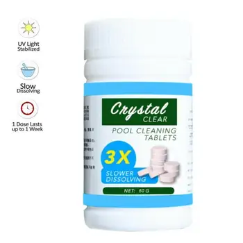 

50 Pieces / Bottle Swimming Pool Cleaning Multi Use Effervescent Tablets Chlorine Tablets Swimming Pool Clarifier Multifunction