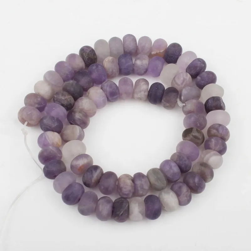 Amethyst 5x8 мм матовые яшмы кварцевые лабрадоритовые каменные плоские круглые свободные бусины для самостоятельного изготовления ювелирных изделий Браслеты ожерелье 15" - Цвет: Amethyst