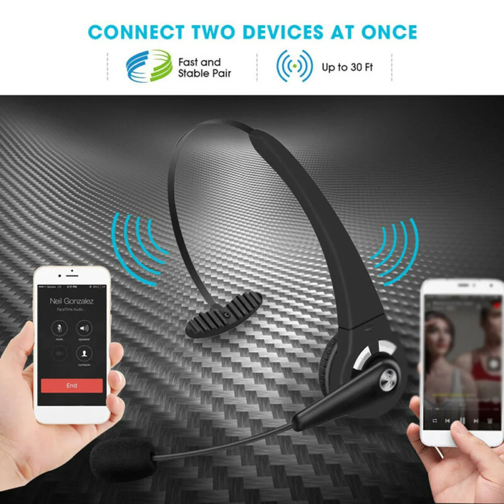 

Over-Head Bluetooth Headset kit Bluetooth Headphones USB Port Wireless