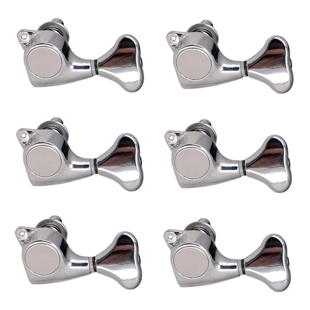 Fishtail Handle Machine Heads Knob Guitar String Tuning Peg 6L Silver 1:21
