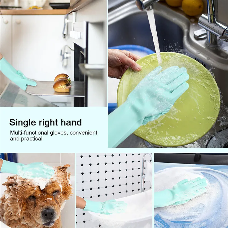 1 пара перчаток кухонные силиконовые чистящие перчатки волшебные силиконовые перчатки для мытья посуды щетка для домашнего хозяйства резиновый инструмент для чистки кухни