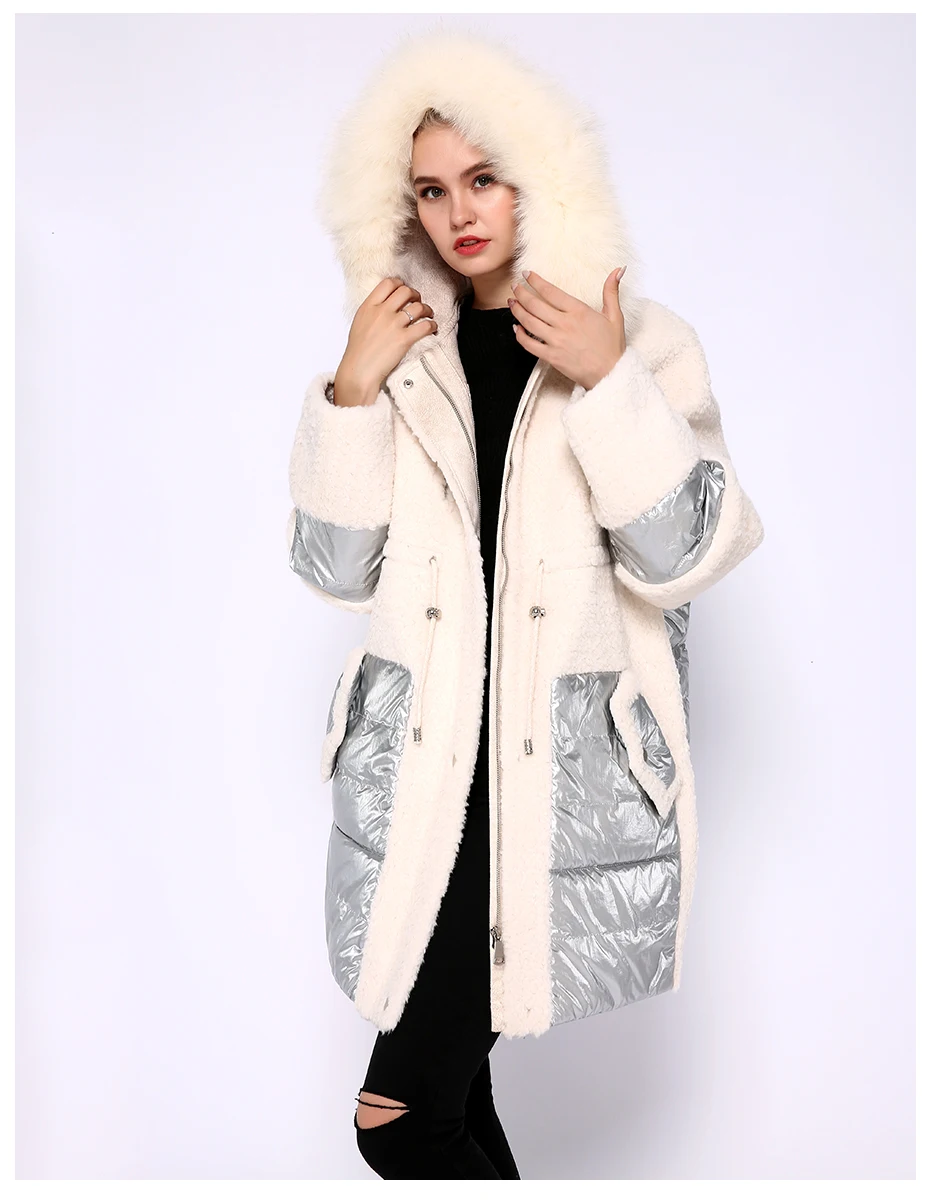 JEPLUDA, стиль, свободный тип размера плюс, женская меховая куртка, шерсть, смесь, пюре, пух, с капюшоном, натуральный Лисий мех, зимнее пальто, женская парка