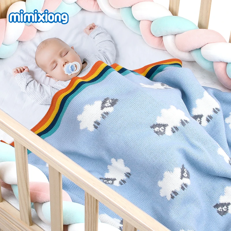 Baby Blankets Knitted Super Soft Cartoon Newborn Bebes Swaddle Wrap Sleepsack for Stroller Bedding Blankets 100*75cm Kids Quilts