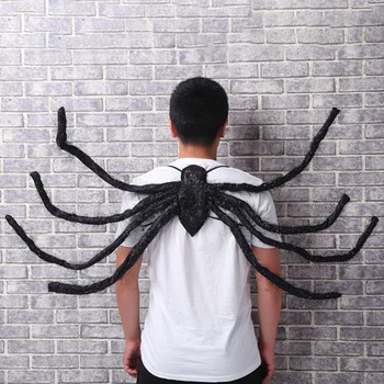 

New Halloween Horrible Big Black Furry Fake Spider Bats p Trick or Treat Halloween Decoration Props