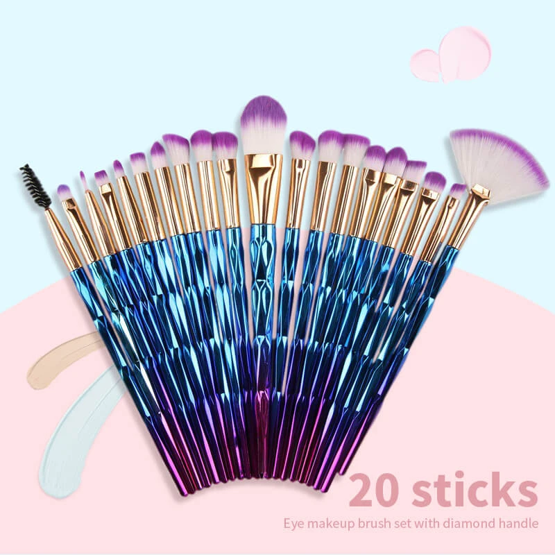 

20Pcs Diamond Makeup Brushes Set Powder Foundation Blush Blending Eye shadow Lip Cosmetic Beauty Make Up Brush Pincel Maquiagem