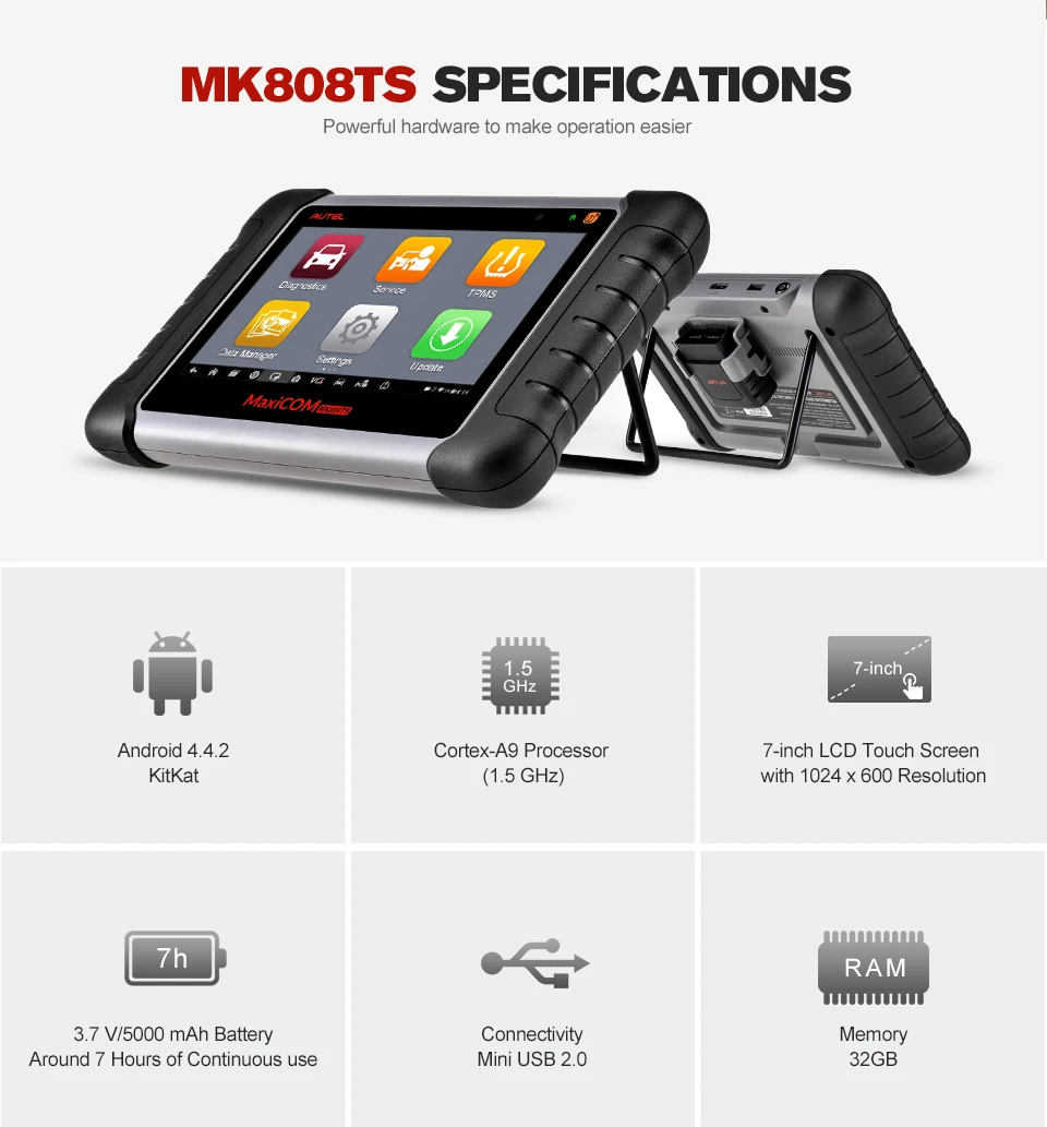 ￡537.02 Autel Maxicom Mk808ts Obd2 Bluetooth Scanner Car Diagnostic Tool Obd