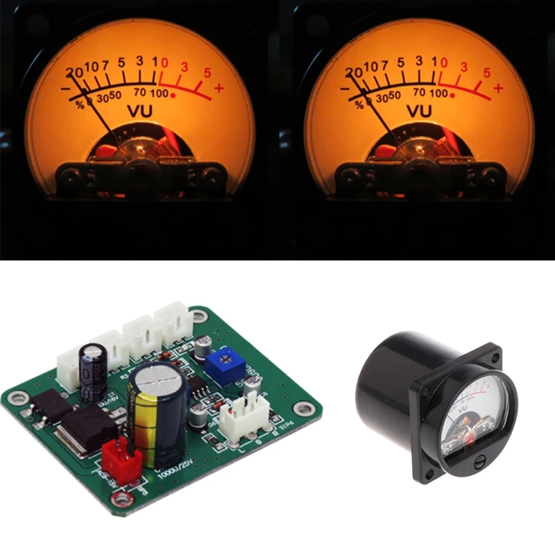 

2 Pcs VU Panel Meter Warm Back Light Recording+Durable Driver Board Module+Cables