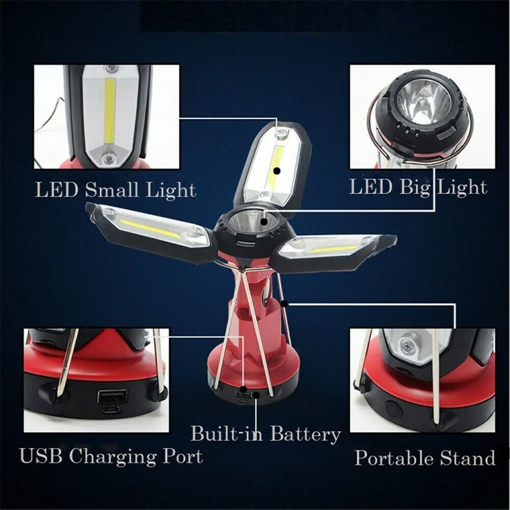 Rechargeable LED Portable Camping Lantern Lamp Outdoor Tent Light Flashlight Emergency Light Torch