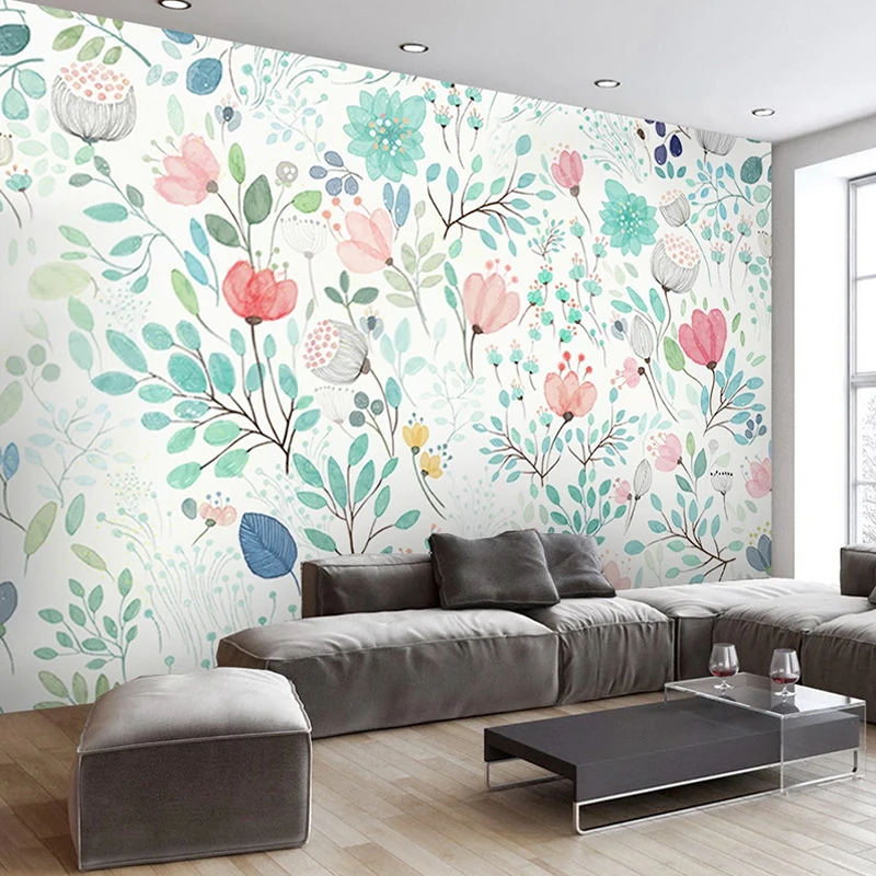 

Drop Shipping Custom Wall Mural Papel De Parede 3D Watercolor Floral Flower 3D Photo Wallpaper For Background Home Decor