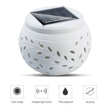 

Ceramic LED Solar Light RGB+ White color changing Filigree Table lamp Outdoor Garden Yard Party Decoration gift