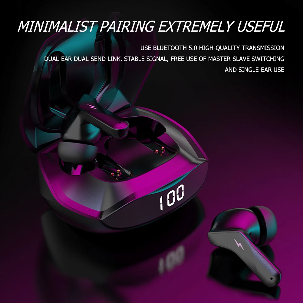 Gaming Wireless Bluetooth 5.0 Headset with Mic Stereo Digital Display Low Latency PX4 Waterproof Noise Cancelling Earphones | Электроника
