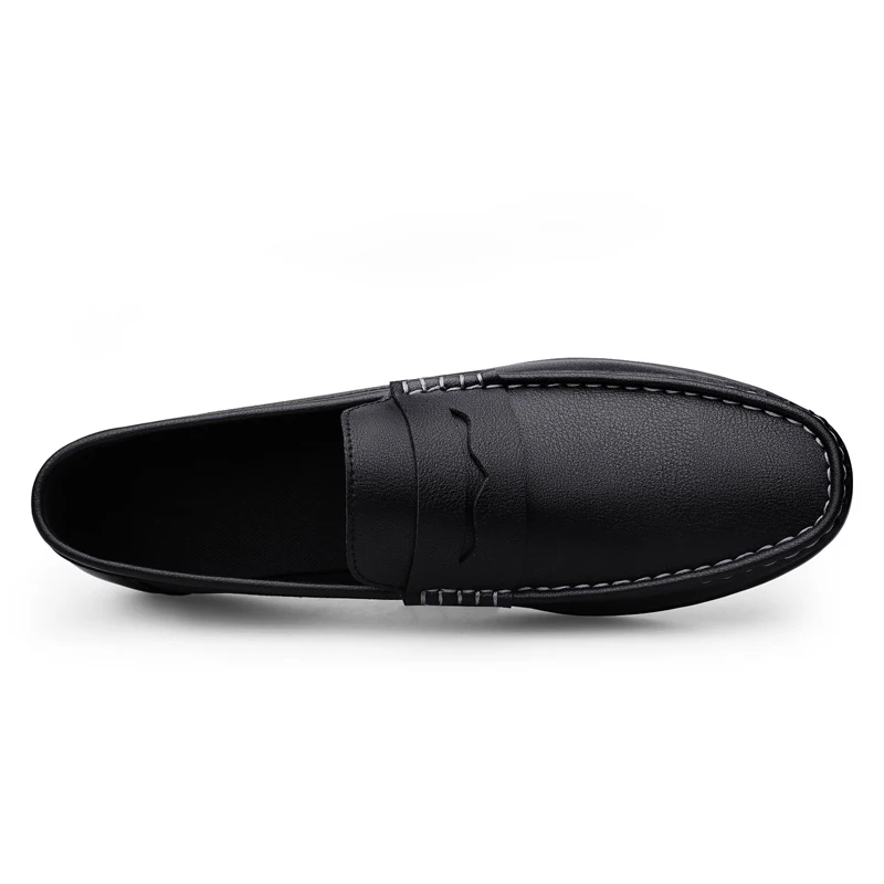 Spring Autumn Mens Casual Leather Loafers Men Loafer Shoes Mocasines Hombre Mocassini White Black Slip-On Big Size Dropshipping 6