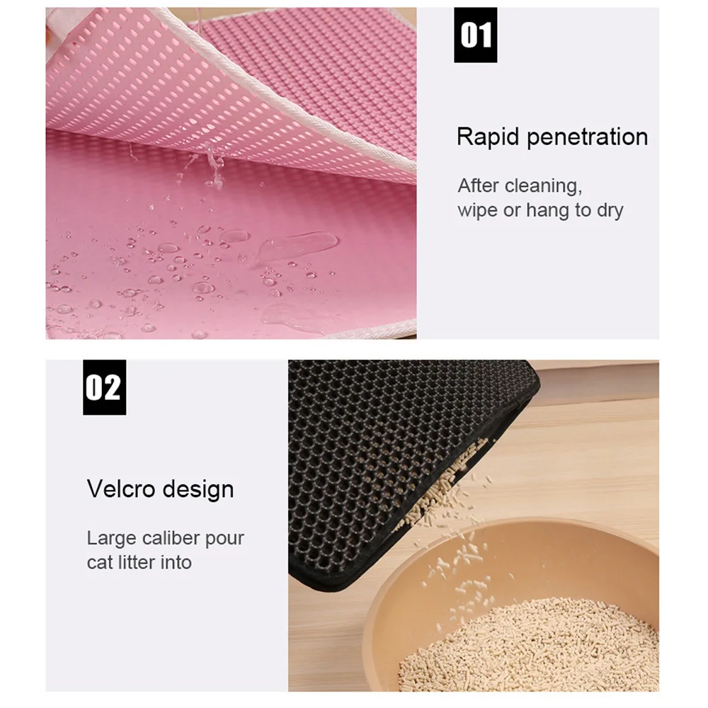 Hot New Comfortable Foldable Double-Layer Cat Litter Mat Heating Dog Bed Mat Pet Cat Rug Eva Foam Trapper Pad Washable Mat