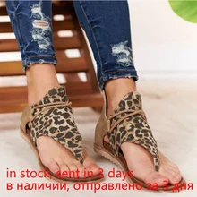 2020 Summer Strap Sandals Women's Flats Open Toe Leopard Casual Shoes Rome Plus Size 36-43 Thong Sandals Sexy Ladies Shoes