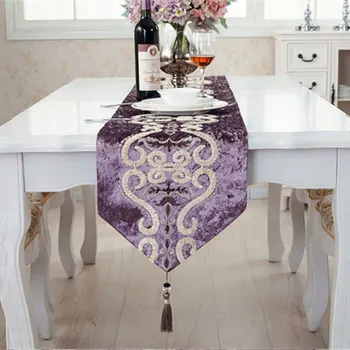 

European Luxury Flannel Table Runner Velvet Tufted TV Cabinet Cover Cloth Home Dining Tables Decorative Table Runner Bed Runners