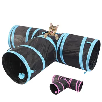 

Shading Cat Tunnel 4 Holes Explore Funny Toy Indoor Foldable Tubes Waterproof Cloth Hiding Interactive Accessories for Kitten