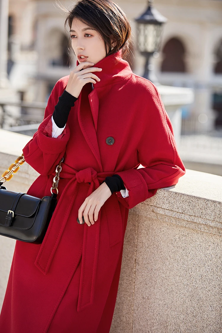 IRINAY907 осень зима Новая коллекция классическое двубортное длинное шерстяное пальто для женщин