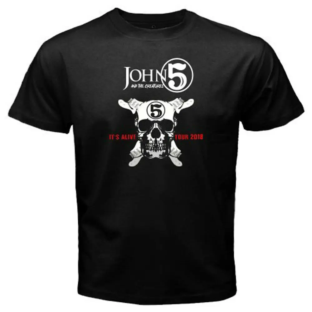 New John 5 And The Creatures It's Alive Tour Logo Men's Black T-Shirt Size S-3XL Male Hip Hop funny Tee Shirts cheap wholesale |