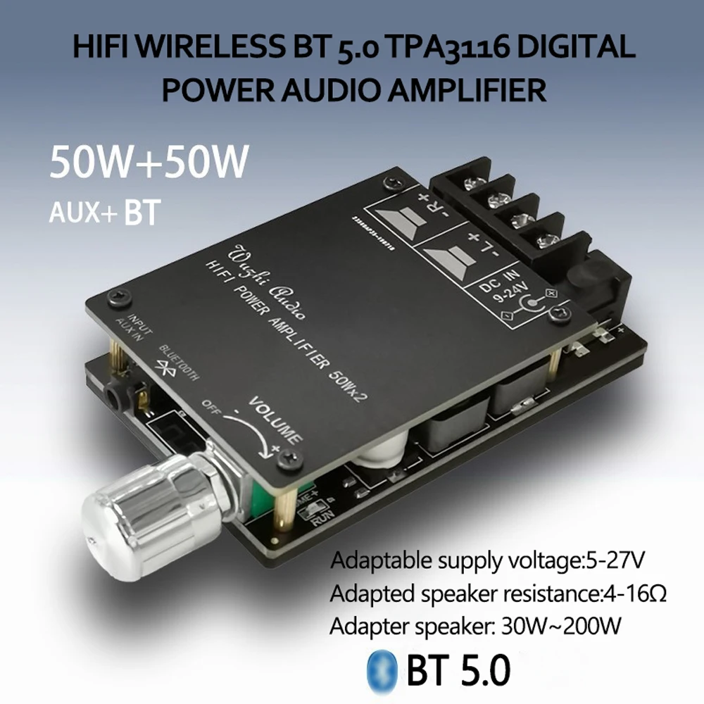 HIFI беспроводной Bluetooth 5 0 TPA3116 цифровой усилитель мощности аудио Плата TPA3116D2 50WX2