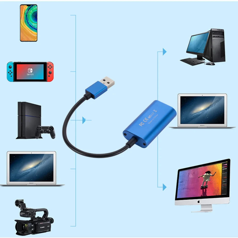 GRWIBEOU 비디오 캡처 카드, USB 3.0, 4K HDMI 호환 비디오 게임 그래버 레코드, PS4 캠코더 스위치 라이브 방송 카메라용