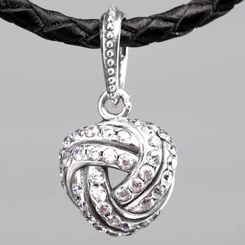 

Original Sparkling Love Knot With Crystal Pendant Beads Fit 925 Sterling Silver Bead Charm Bracelet Bangle DIY Jewelry