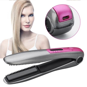 

2 in 1 USB Rechargeable Hair Straightener Curler for Women Flat Iron Wireless Portable Straight Hair Straight Iron For Travel