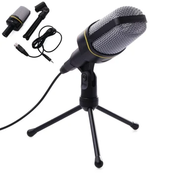 

Computer Condenser Microphone Studio Mic 3.5mm Plug & Play Mikrofono for PC Desktop Laptop for Online Chatting Recording Gaming