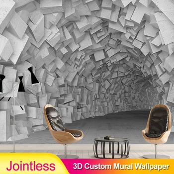 

Jointless Custom Wallpaper 3D European Retro Extension Space Tunnel Industrial Wind TV Sofa Background Wall Murals 3D Backdrp[