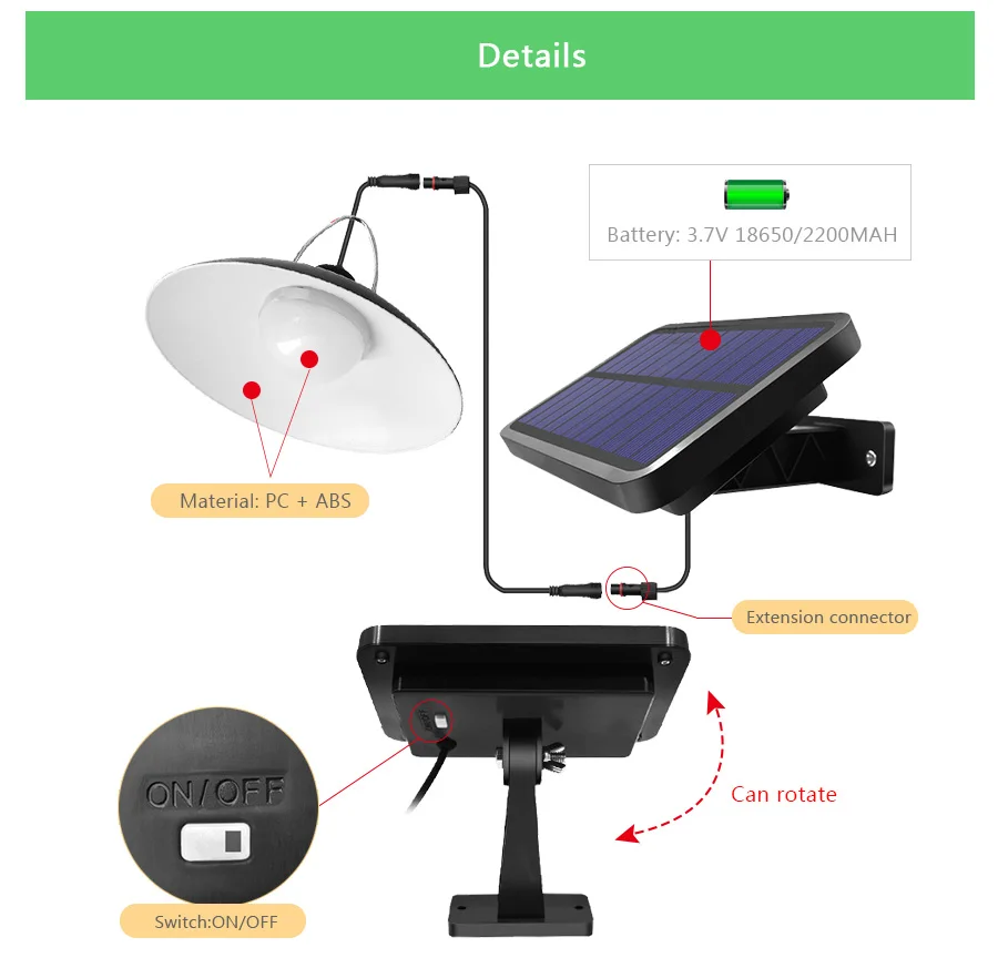 Double Head Solar Pendant Light Outdoor Indoor Solar Lamp With Line Warm WhiteWhite Solar Lighting For Camping Garden Yard (5)